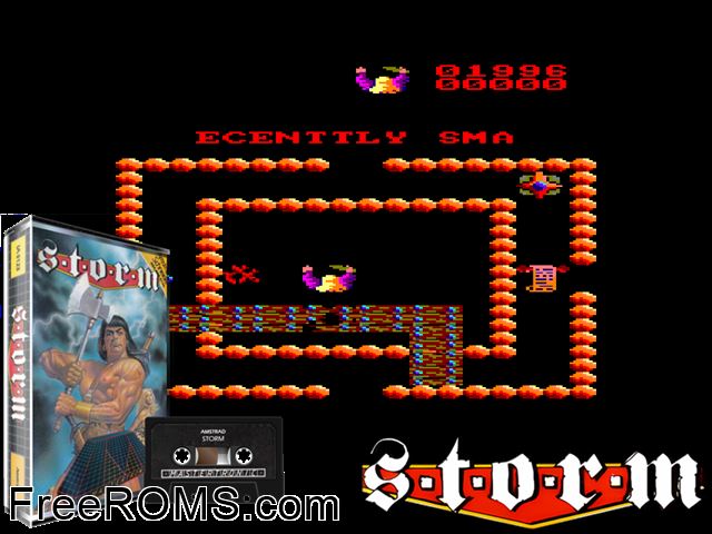 Storm Una's Lair (UK) (19xx) [t1] Amstrad CPC game showing 3D box cover and gameplay screenshot